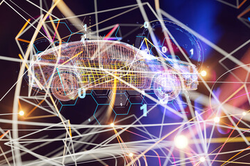 Poster - digital car technology smart in virtuel room