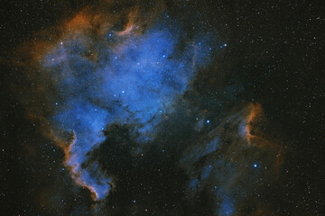 Poster - Beautiful space wallpaper. Stellar space with blue nebulae. Stars and galaxy