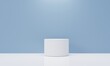 White geometry pedestal for display. Empty product stand with a geometrical shape. minimal style. 3d render illustration.