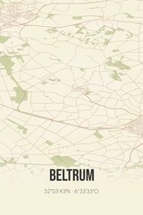  Retro Dutch city map of Beltrum located in Gelderland. Vintage street map.