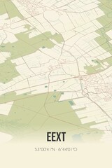  Retro Dutch city map of Eext located in Drenthe. Vintage street map.