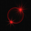 Nice red glowing circle, stars light, background for your creative work. vector illustration. On a transparent background.