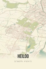  Retro Dutch city map of Heiloo located in Noord-Holland. Vintage street map.