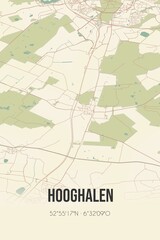 Retro Dutch city map of Hooghalen located in Drenthe. Vintage street map.