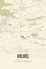  Retro Dutch city map of Volkel located in Noord-Brabant. Vintage street map.