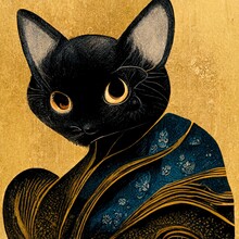Fantasy Magical Cat. Artistic Abstract Cute Animal. Perfect For Phone Wallpaper Or For Posters.