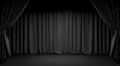 Empty theater stage with black velvet curtains. 3d illustration