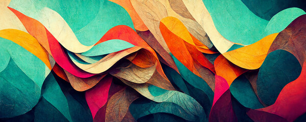 Wall Mural - close up of colorful textiles flowing fabric texture