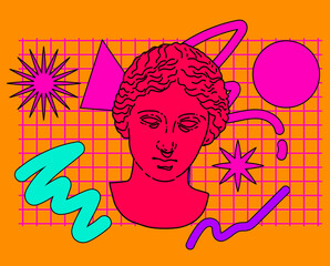 Poster - Contemporary collage with geometric shapes and Aphrodite head.