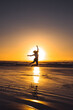 © George - Silhouette of a person on the beach at sunset with reflection