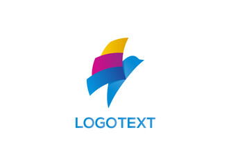 Abstract Colorful Flying Bird Logo illustration design