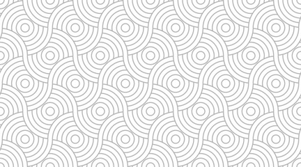 Wall Mural - Background pattern seamless circle geometric abstract wave white and gray line.