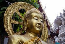 Buddha Statue In Wat Phra That Cho Hae, Phrae Province, Thailand.