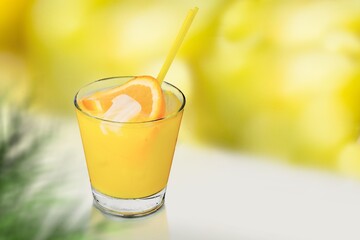 Canvas Print - Cold drink with red orange and ice in glass. Refreshing lemonade, summer drink, cocktail, soda.