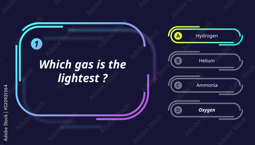 Quiz questions d test menu choice for game, vector template frames ...