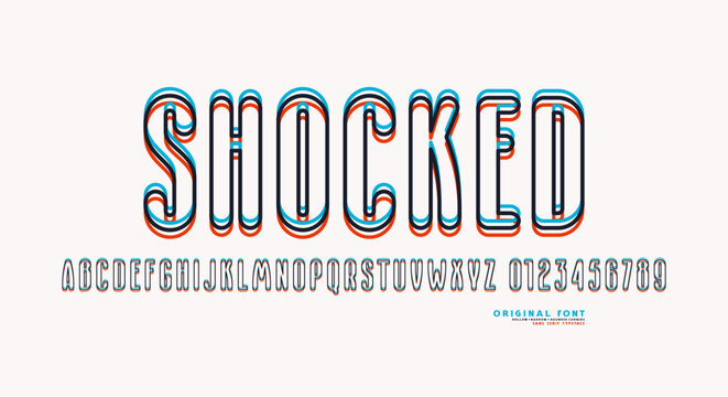 Hollow narrow sans serif font with distortion effect