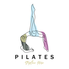 Wall Mural - Pilates sitting pose logo icon symbol a calming yoga exercise that moves the whole body