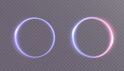 Poster - Fire-glowing circle frame Light swirl light festive neon bright line effect. eps vector