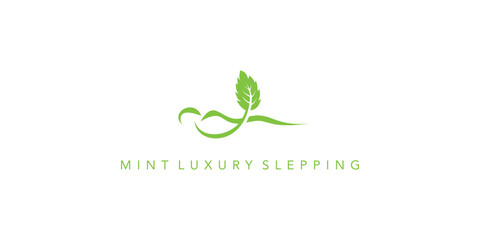 Modern and luxury mint leaf combination relaxation logo design