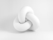 Leinwandbild Motiv Abstract white geometric shape, torus knot, 3d