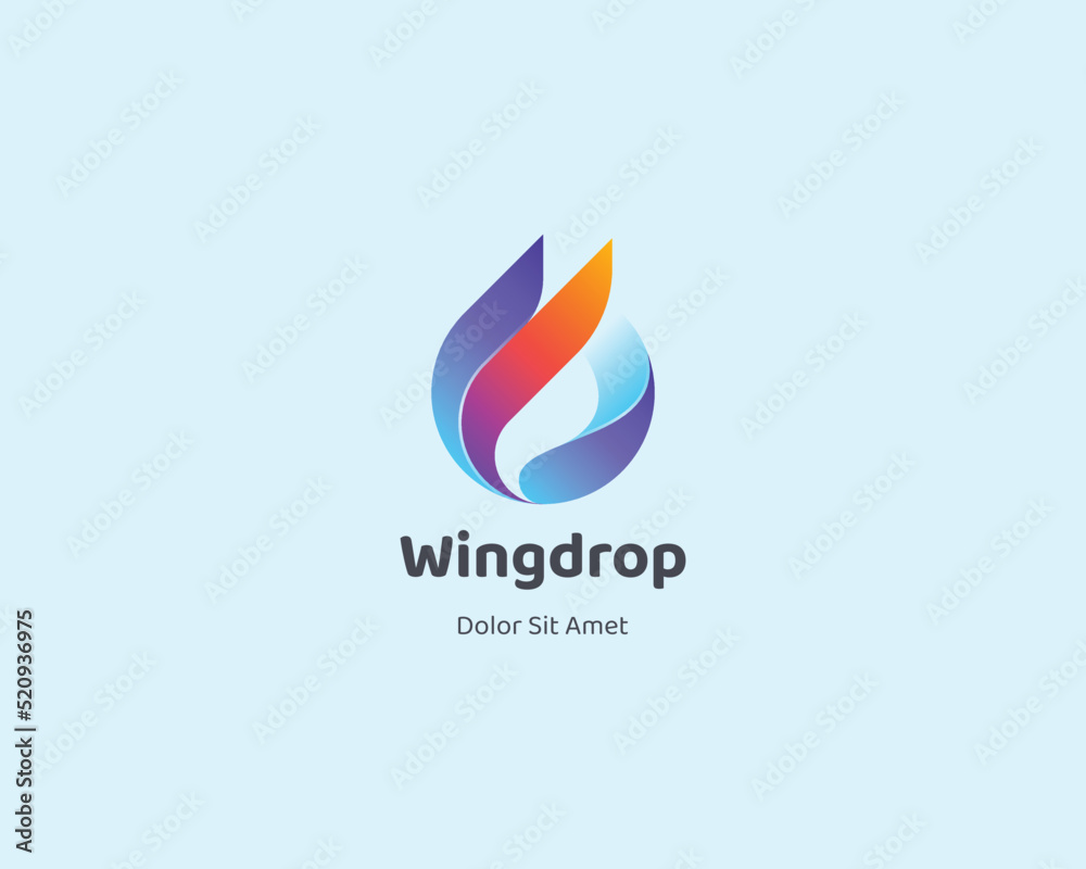 Water drop with creative wings gradient logo Stock Vector | Adobe Stock