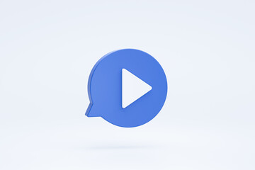 Fototapete - Play video button or next sign or symbol icon on bubble speech chat 3d rendering