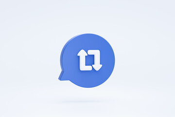 Retweet social media notification sign or symbol icon 3d rendering