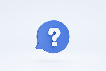 Fototapete - Question mark on bubble speech sign or symbol icon 3d rendering