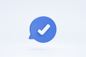 Poster - yes check mark confirm on bubble speech sign or symbol icon 3d rendering