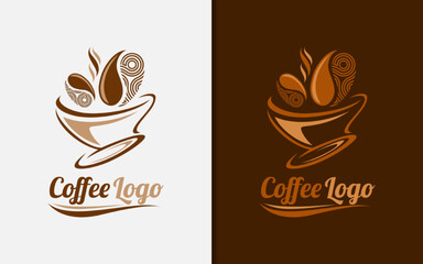 Poster - Creative Coffee Bean and Cup Logo Design with Abstract Modern Shape Concept.