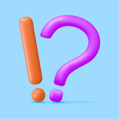 Poster - 3d Question and Exclamation Marks
