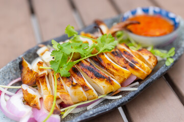 Poster - Thai style cuisine grilled squid