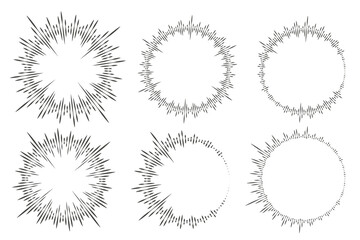 Poster - Circular music sound equalizer. Circle audio waves. Abstract radial radio and voice volume symbol. Vector illustration.