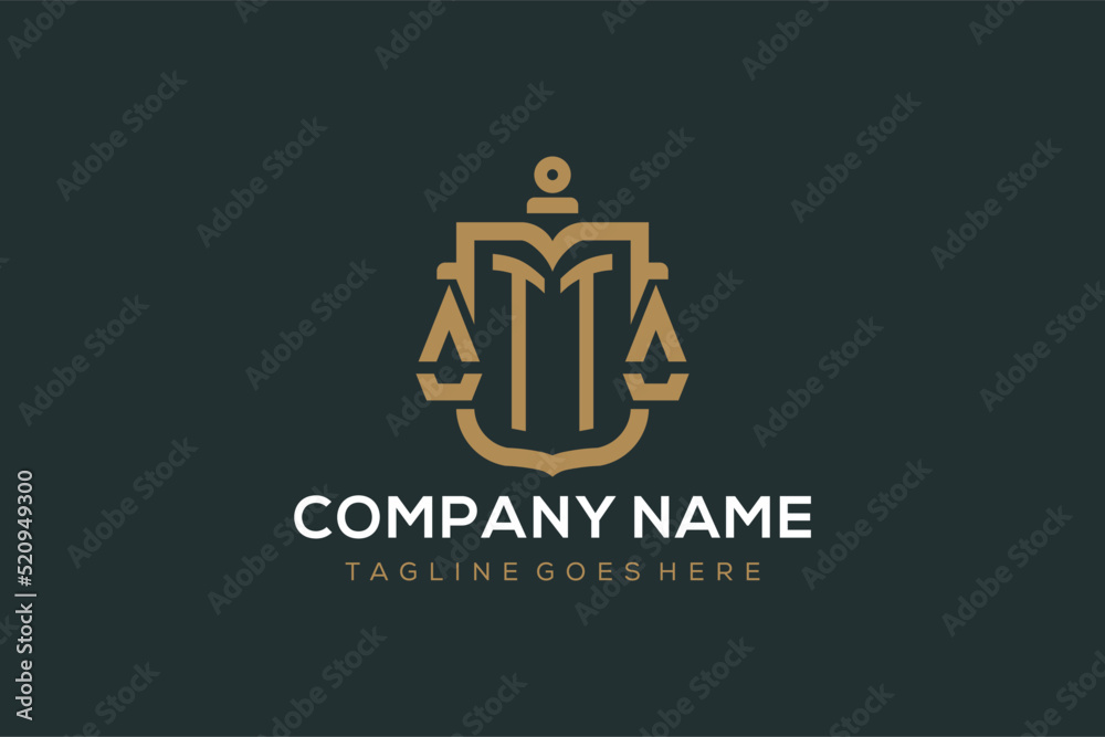 Initial TT logo for law firm with luxury modern scale and shield icon ...
