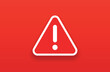© Icons-Studio - Red danger alert sign banner. Warning or attention icon symbol vector illustration.