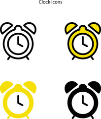 Poster - Clock icons isolated on white background with deferent style. Clock icon in trendy design style. Clock vector icon modern flat symbol for web site, mobile, logo, app, UI. 