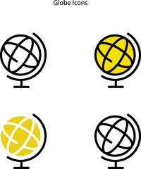 Poster - World globe line icon. Vector Earth global country map planet icon isolated on white background with different style. 