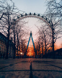 Fototapeta Big Ben - ferris wheel at sunset london eye