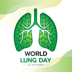 world lung day - green lung sign with branch and leaves texture vector design