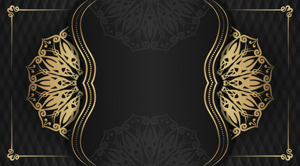 luxury background  with mandala decoration  black and gold