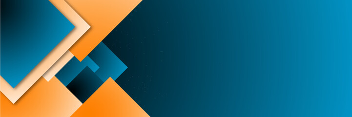 high contrast blue and orange glossy stripes. abstract tech graphic banner design. vector corporate 
