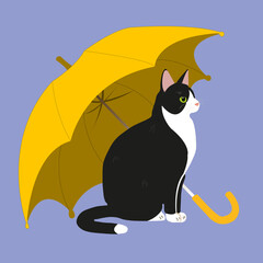 Naklejka na meble Cat under yellow umbrella