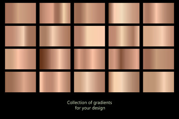 Wall Mural - Vector set of colorful rose gold metal gradients.