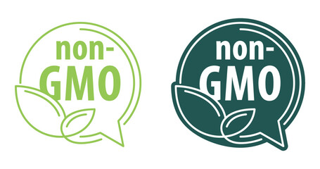 Non-GMO flat isolated label with leaf