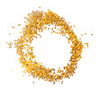 Circle of gold glitter stars isolated on  white background