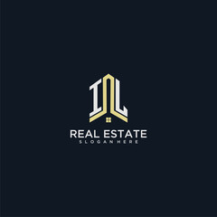 IL initial monogram logo for real estate with home shape creative design