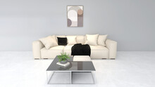 3d Render Visualization, Modern Room Interior, Empty Interior Background, Wall Mockup In Modern Living Room Design