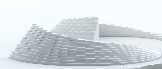 Aufkleber - Abstract Background. Creative idea with the ladder of victory and success of Business concept and digital Curve design on Blue, copy space, data, banner, website -3d Rendering
