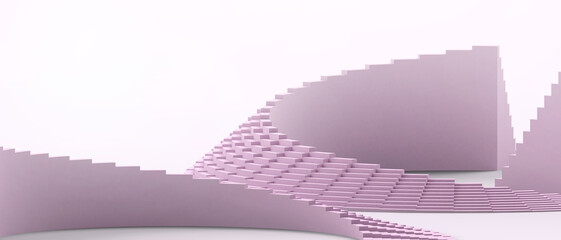 Aufkleber - Abstract Background. Creative idea with the ladder of victory and success of business ideas and technology Development concept on Purple ,Copy space, banner ,website, Copy Space -3d Rendering