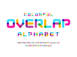 Poster - overlay colors alphabet design with uppercase, numbers and symbols